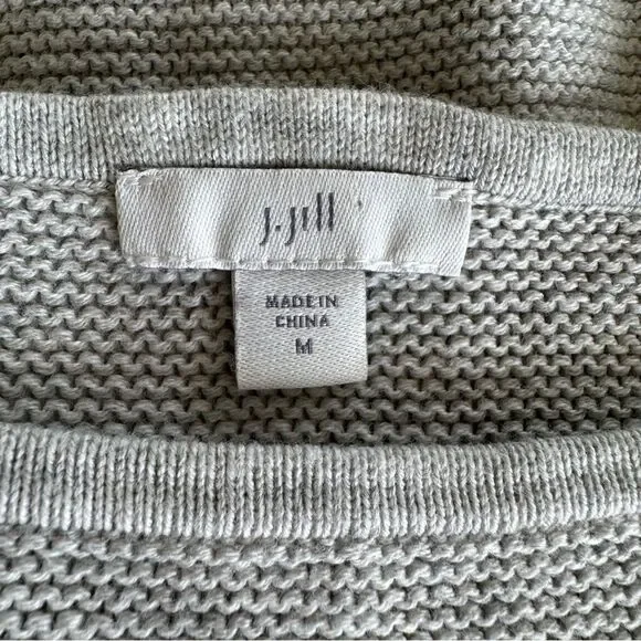 J Jill Bateau Neck Cotton Blend Gray Striped Sweater Size M - Picture 8 of 9